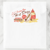 ホットドッグ楕円ステッカー 楕円形シール (バッグ)