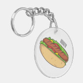 ホットドッグ漫画イラストレーション キーホルダー (正面左)