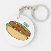 ホットドッグ漫画イラストレーション キーホルダー (裏面)