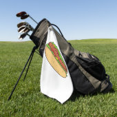 ホットドッグ漫画イラストレーション ゴルフタオル (グリーン)