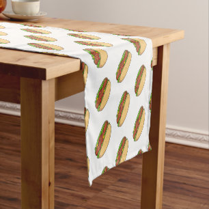 ホットドッグ漫画イラストレーション ショートテーブルランナー