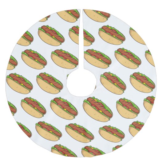 ホットドッグ漫画イラストレーション ブラッシュドポリエステルツリースカート (正面)