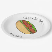 ホットドッグ漫画イラストレーション ペーパープレート (アングル)