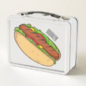 ホットドッグ漫画イラストレーション メタルランチボックス (裏面)