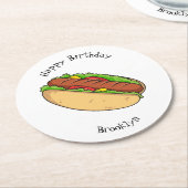 ホットドッグ漫画イラストレーション ラウンドペーパーコースター (アングル)