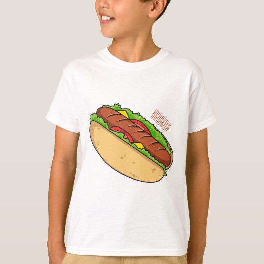 ホットドッグ漫画イラストレーション Tシャツ (正面)