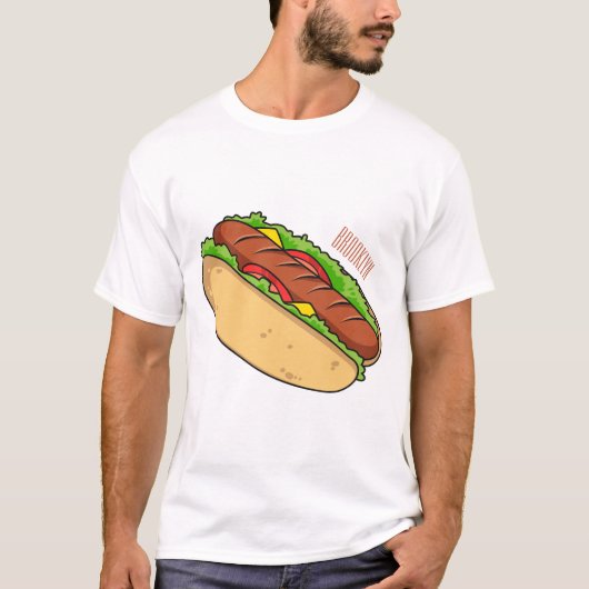 ホットドッグ漫画イラストレーション Tシャツ (正面)