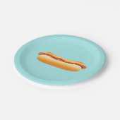 ホットドッグ漫画スケッチオンブルーバックグラウンド ペーパープレート (アングル)