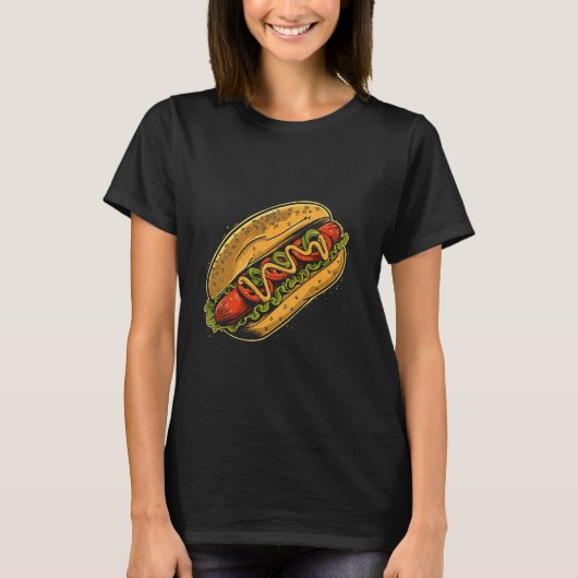 ホットドッグ漫画 Tシャツ (正面)