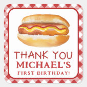 ホットドッグ誕生日ありがとうステッカー – Square BBQ Co スクエアシール (正面)