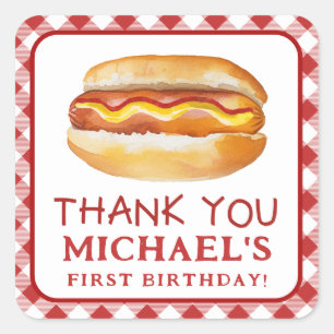 ホットドッグ誕生日ありがとうステッカー – Square BBQ Co スクエアシール