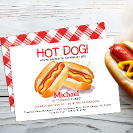 ホットドッグ誕生日パーティーへの招待 – Kids Backyard 招待状