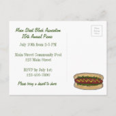 ホットドッグ近所懇親会ピクニッククックアウトパーティー インビテーションポストカード (裏面)