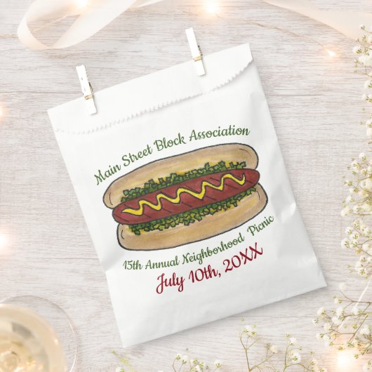 ホットドッグ近所懇親会ピクニッククックアウトパーティー フェイバーバッグ (クリップ留めされた状態)
