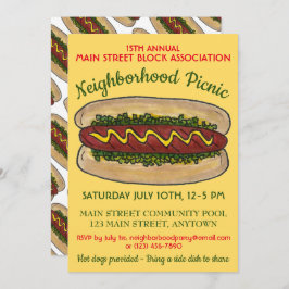 ホットドッグ近所懇親会ピクニッククックアウトパーティー 招待状