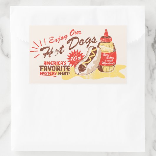 ホットドッグ長方形ステッカー 長方形シール (バッグ)