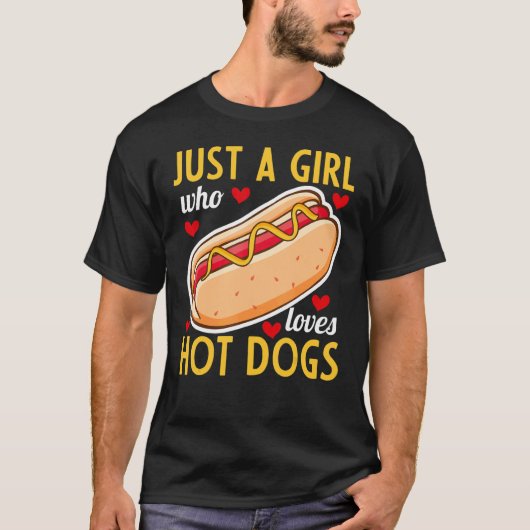 ホットドッグ食べのホットドッグ熱い愛する女の子だけ Tシャツ (正面)