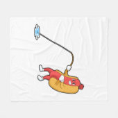 ホットドッグ魚釣りと魚釣り棒 フリースブランケット (正面(横))