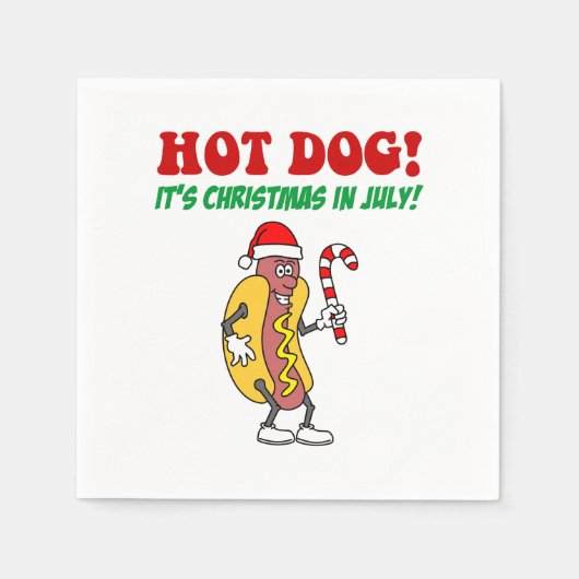 ホットドッグ7月のクリスマスパーティー スタンダードカクテルナプキン (正面)