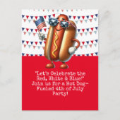 ホットドッグ7月4日パーティの招待状カード ポストカード (正面)
