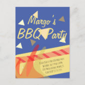 ホットドッグ クックアウト BBQ 誕生日パーティー 招待状 (正面)