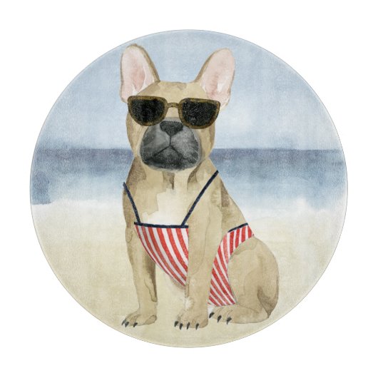 ホットドッグ |サングラスの子犬のビーチ カッティングボード (正面)