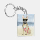 ホットドッグ |サングラスの子犬のビーチ キーホルダー (正面左)