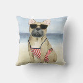 ホットドッグ |サングラスの子犬のビーチ クッション (裏面)