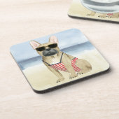 ホットドッグ |サングラスの子犬のビーチ コースター (左側)