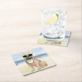 ホットドッグ |サングラスの子犬のビーチ スクエアペーパーコースター (インサイチュ)