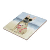 ホットドッグ |サングラスの子犬のビーチ タイル (側面)