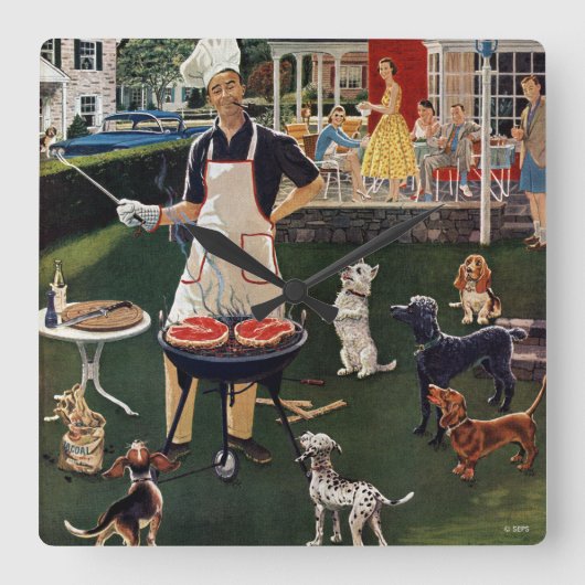 ホットドッグ スクエア壁時計 (正面)