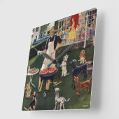 ホットドッグ スクエア壁時計 (傾斜)