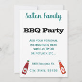 ホットドッグ バックヤード BBQ バーベキュー パーティー 招待状 (裏面)