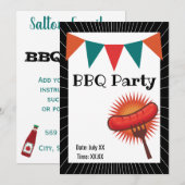 ホットドッグ バックヤード BBQ バーベキュー パーティー 招待状 (正面/裏面)