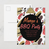 ホットドッグ バーガー ドゥードル BBQ 誕生日 パターン ポストカード (正面/裏面)