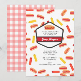 ホットドッグ ファストフード 誕生日パーティー BBQ 招待状