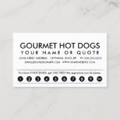 ホットドッグ。ロイヤリティパンチカード ロイヤリティカード (裏面)