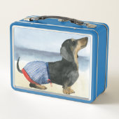 ホットドッグ |水泳トランクの子犬 メタルランチボックス (裏面)