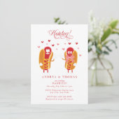 ホットドッグ | BBQ | カップル ブライダルシャワー 招待状 (スタンド正面)