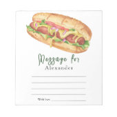 ホットドッグBBQタイムカプセルメッセージ ノートパッド (正面)