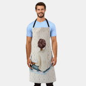 ホットドリンク付き毛布に座っている女性 エプロン (着用した状態)