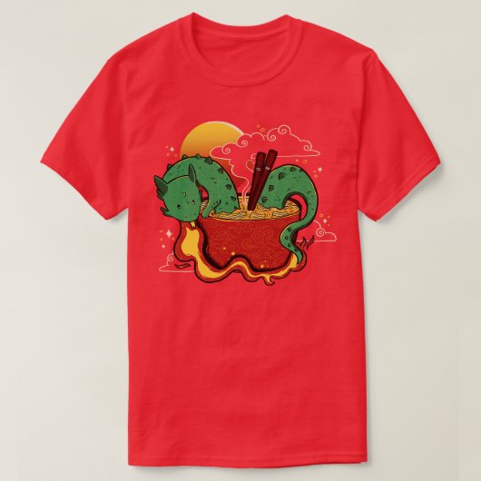 ホットヌードルかわいいドラゴンバイトベフォンセカ Tシャツ (デザイン正面)