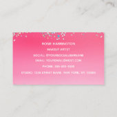 ホットネオンピンクのホログラフィーグリッターメイクアップアーティスト 名刺 (裏面)