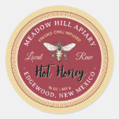 ホットハニーラベルフレズノチリ注入イエロービー ラウンドシール (正面)