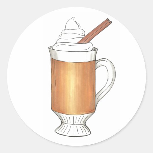 ホットバター付きラムウィンタークリスマスホリデースティッカー ラウンドシール (正面)