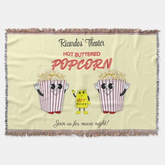 ホットバター入りポップコーンを持つ家族向け映画館 スローブランケット (正面)
