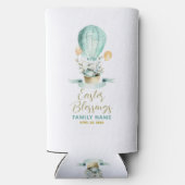 ホットバルーンにキュートなイースターバニーカスタム、文字 スリム缶クーラー (裏面)