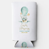 ホットバルーンにキュートなイースターバニーカスタム、文字 スリム缶クーラー (正面)