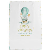 ホットバルーンにキュートなイースターバニーカスタム、文字 ミディアムペーパーバッグ (裏面)